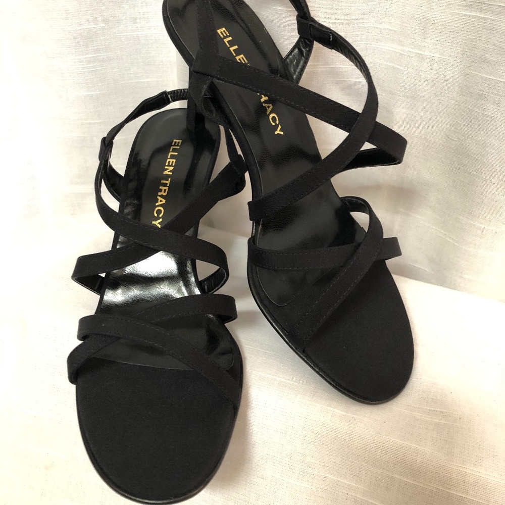 Classic Black Strappy Evening Heels - Never Worn!